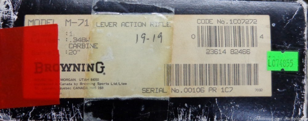 Browning Model 71 Grade 1 Lever Action .348 Win (5 rd.) - 1987 - 20" Barrel-img-15