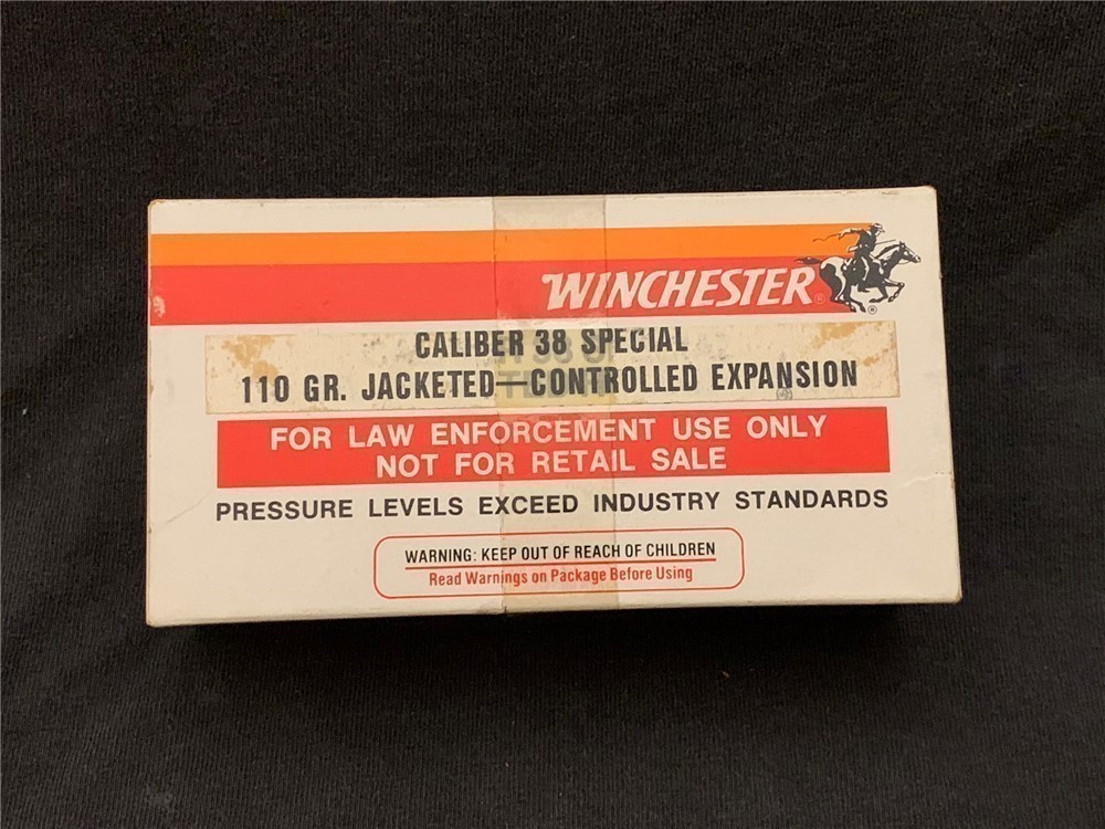 VINTAGE WINCHESTER POLICE 38 SPECIAL PLUS P BOX AMMO RARE-img-0