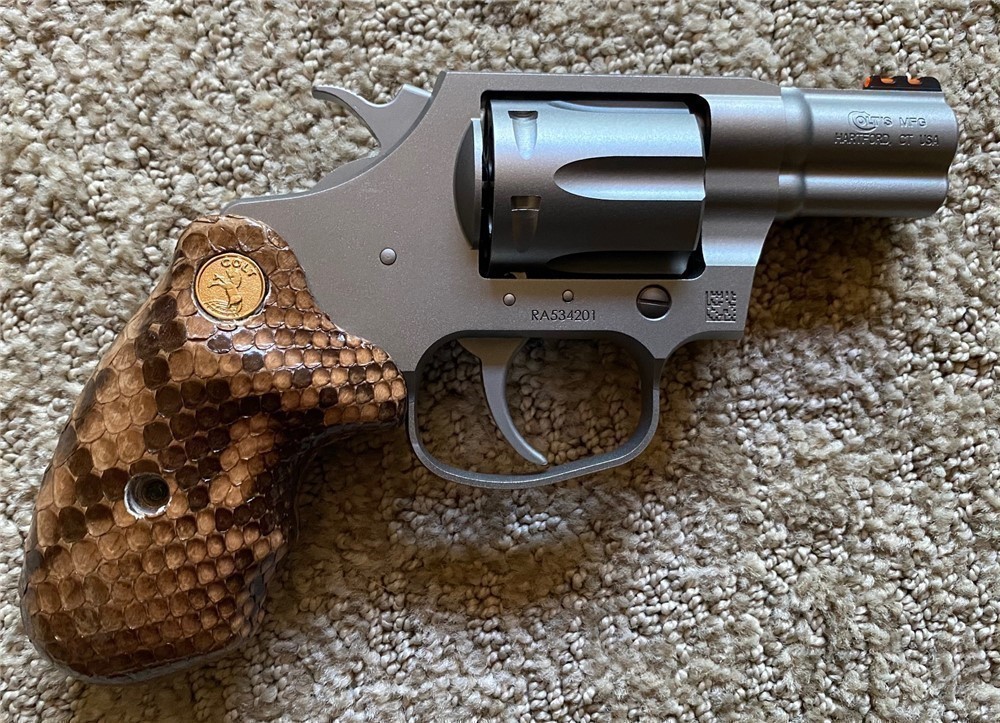 Genuine Python Skin Grips for Colt Cobra .38 Special Revolver GRIPS ONLY-img-0