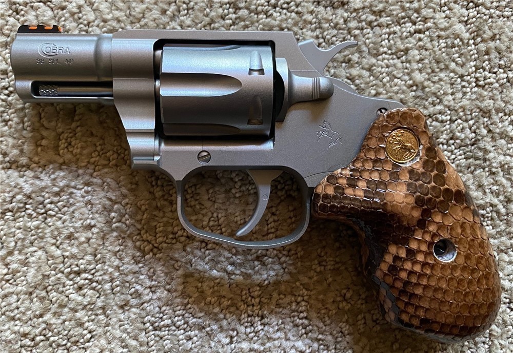 Genuine Python Skin Grips for Colt Cobra .38 Special Revolver GRIPS ONLY-img-1