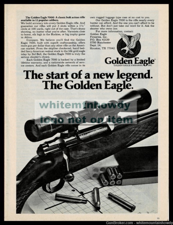 1977 GOLDEN EAGLE 7000 Rifle PRINT AD Original Advertising-img-0