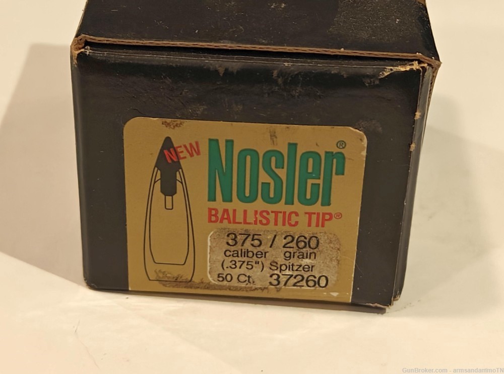 Nosler Ballistic Tip .375 Caliber 260 Grain Spitzer 37260 Bullets-img-1