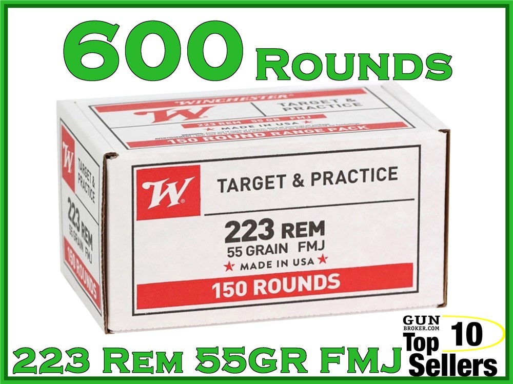 Winchester Target & Practice 223 Rem 55 GR FMJ W223150 600CT-img-0