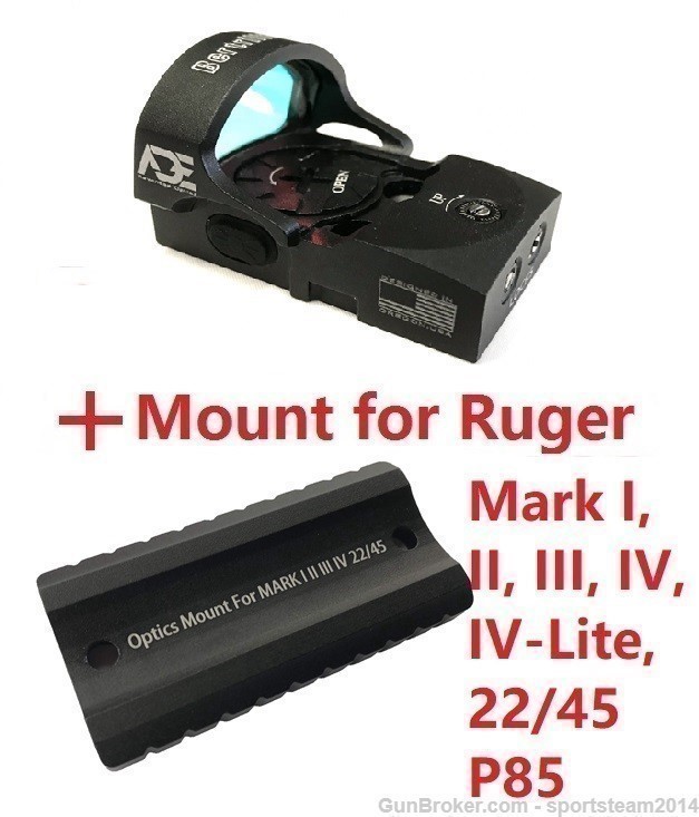 ADE RD3-013 RED Dot Sight + Mount Plate for Ruger Mark I,II,III,IV,1,2,3,4-img-0