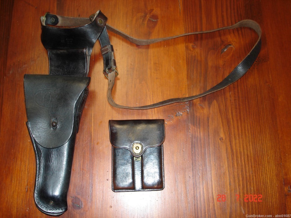 WWII era 1911 holster rig shoulder strap mag pouch Graton & Knight 1943-img-0
