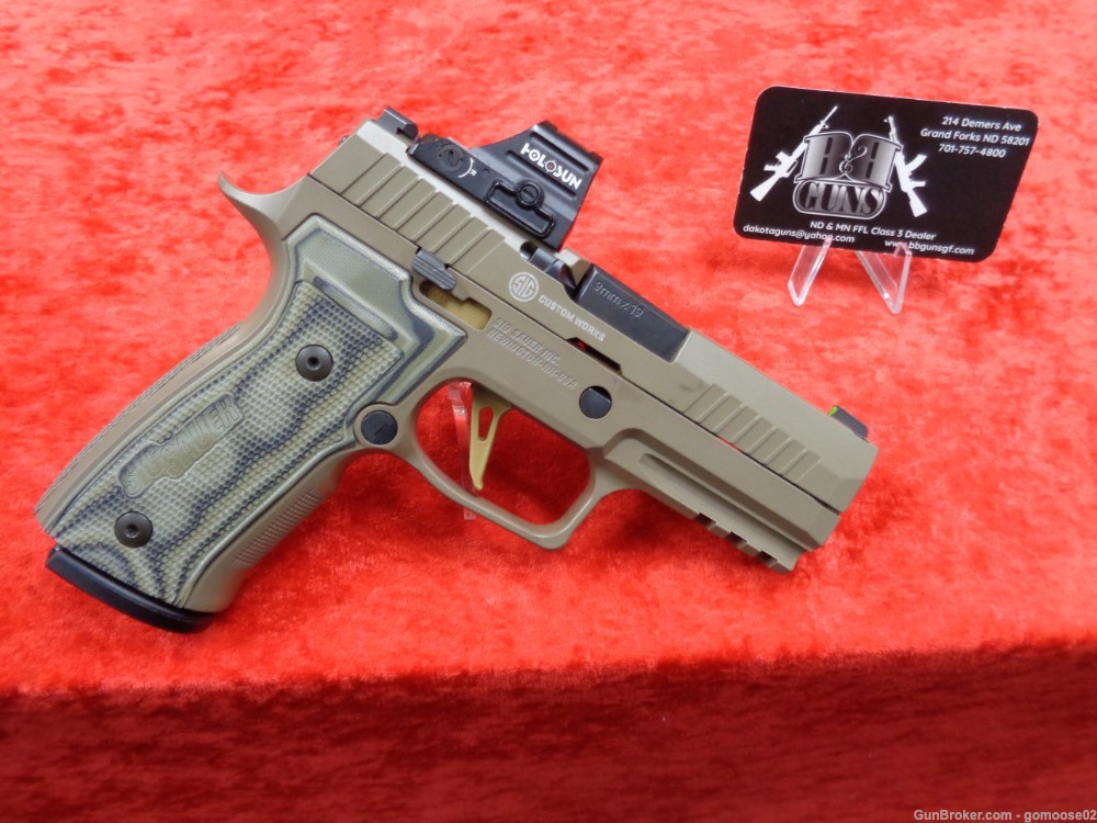 Sig Sauer P320 AXG Scorpion Custom Works FDE 9mm Optic Gold Trigger I TRADE-img-0