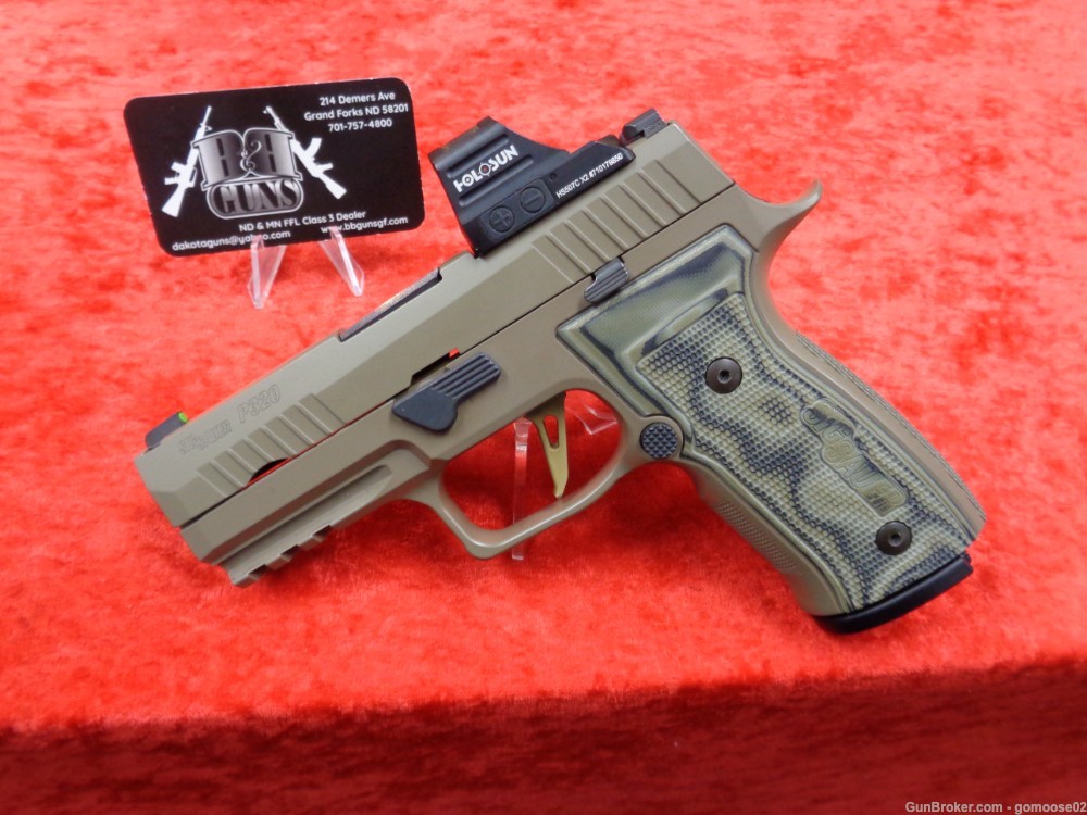 Sig Sauer P320 AXG Scorpion Custom Works FDE 9mm Optic Gold Trigger I TRADE-img-1