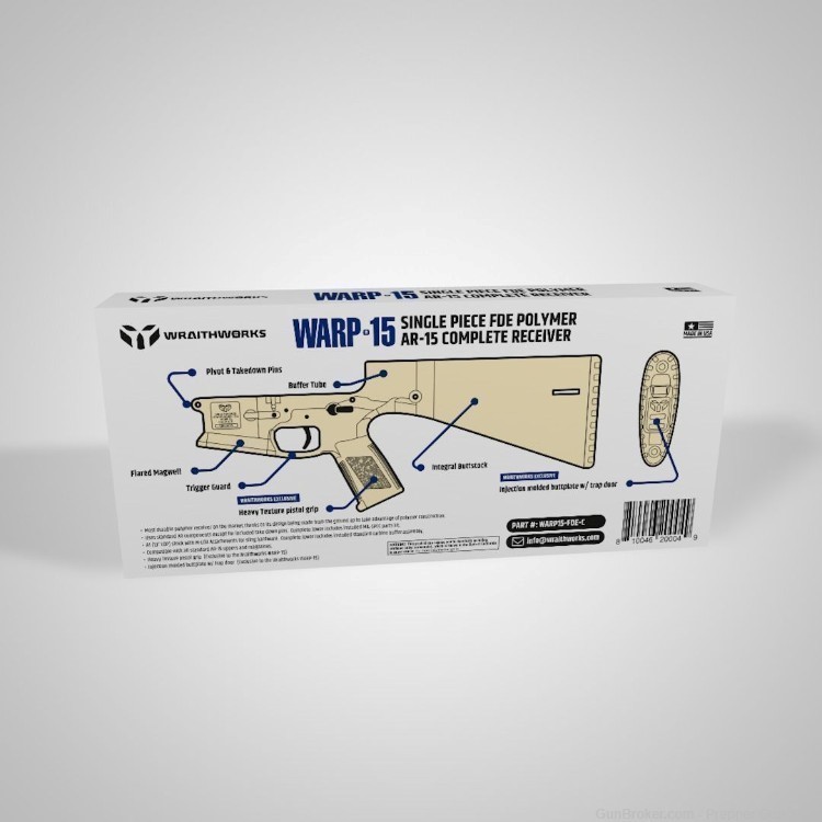 Wraithworks WARP-15 Assembled FDE AR-15 Lower Receiver Integral Buttstock-img-3