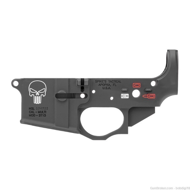 Spike's Tactical, Stripped Lower, Punisher, Color Filled ST15 NO CC FEES-img-0