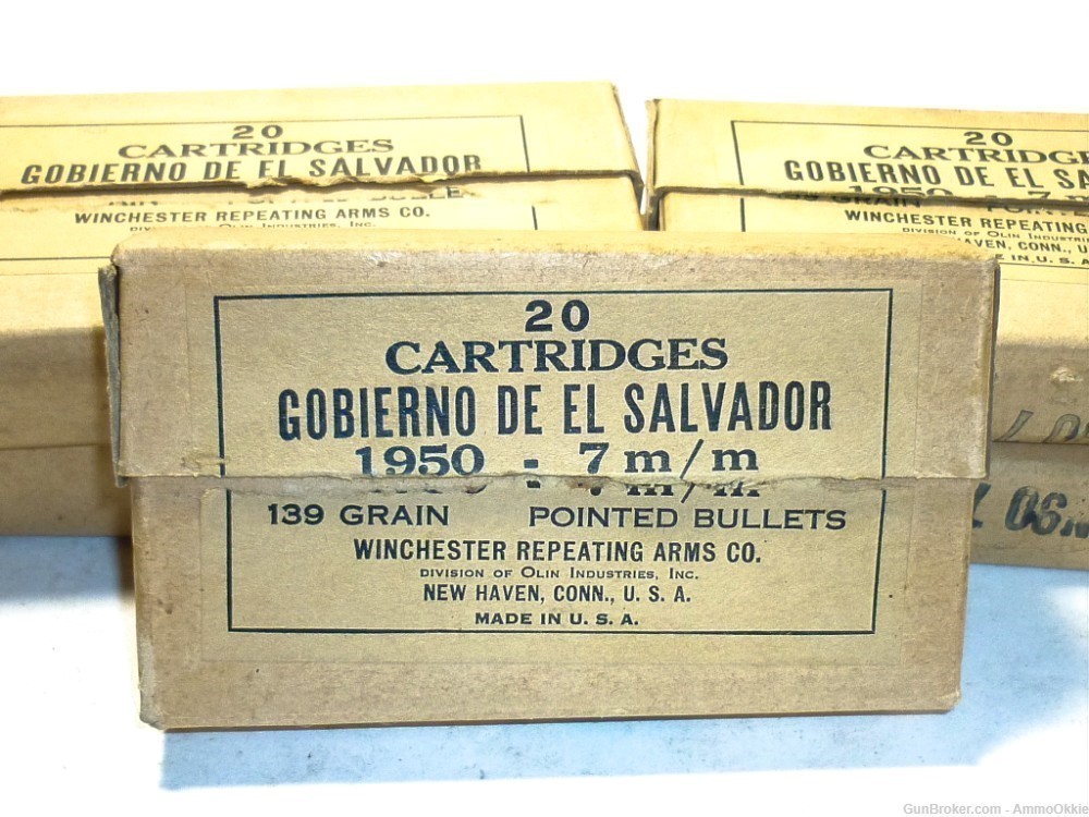 20rd - GOBIERNO DE EL SALVADOR - 7mm 7x57 - Winchester Contract 1950 - RARE-img-0