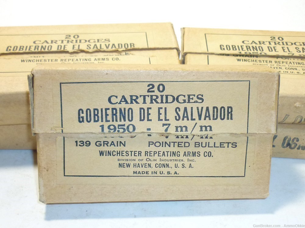 20rd - GOBIERNO DE EL SALVADOR - 7mm 7x57 - Winchester Contract 1950 - RARE-img-20