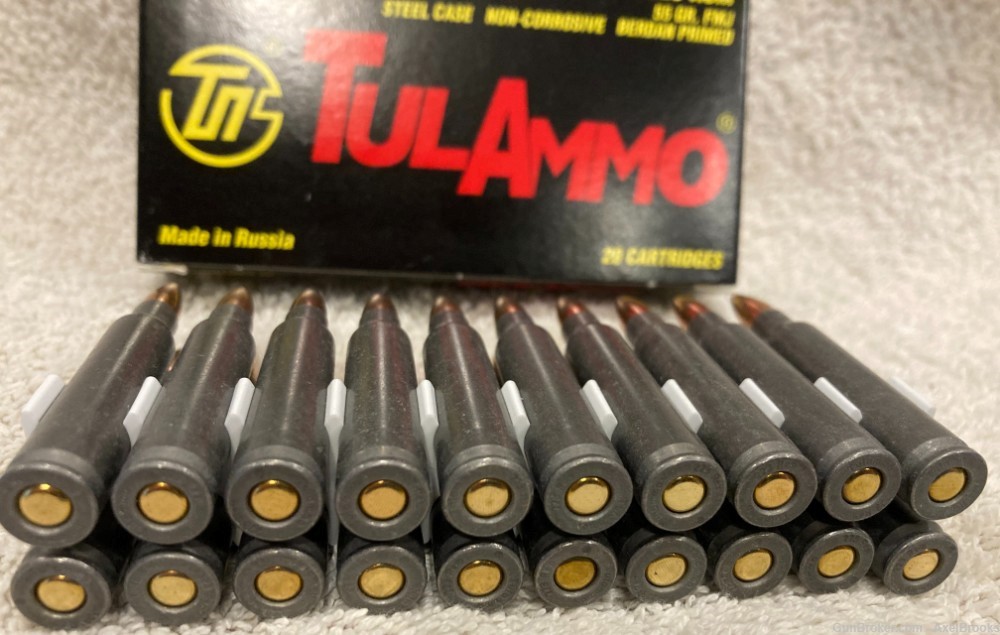 TulAmmo Ammo .223 Remington 55 Grain FMJ, Steel Case, 20 Rounds-img-1