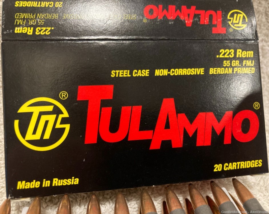 TulAmmo Ammo .223 Remington 55 Grain FMJ, Steel Case, 20 Rounds-img-2
