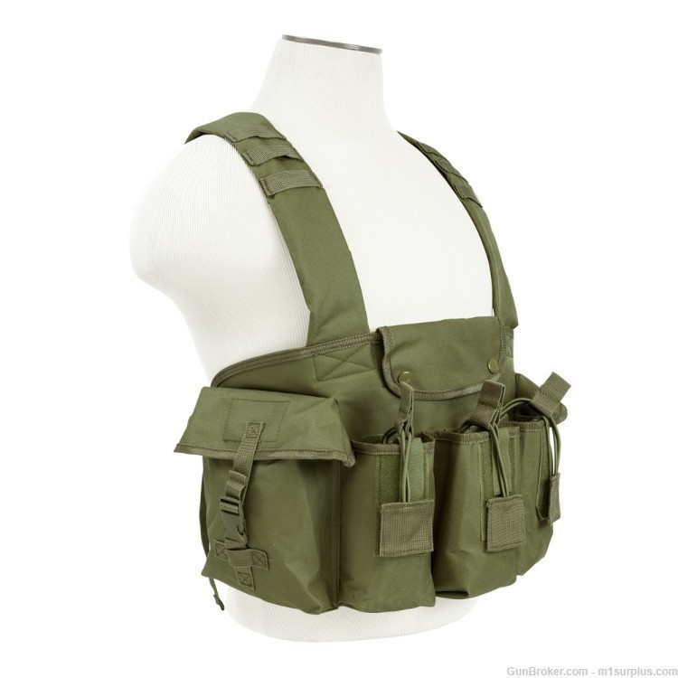 GREEN Tactical Chest Rig Pouch Carrier For AK47 AK74 SAIGA AKM AK Magazines-img-0