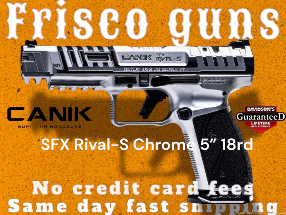CANIK SFX Rival S RARE CHROME 9mm 2x18rd 5” HG7010C-N NoFee-img-0
