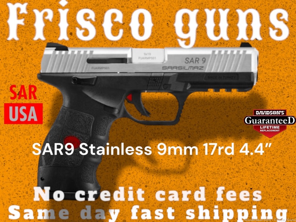 SAR ARMS SAR9 SAR9ST 9mm 17rd 4.4” STAINLESS NoFee-img-0