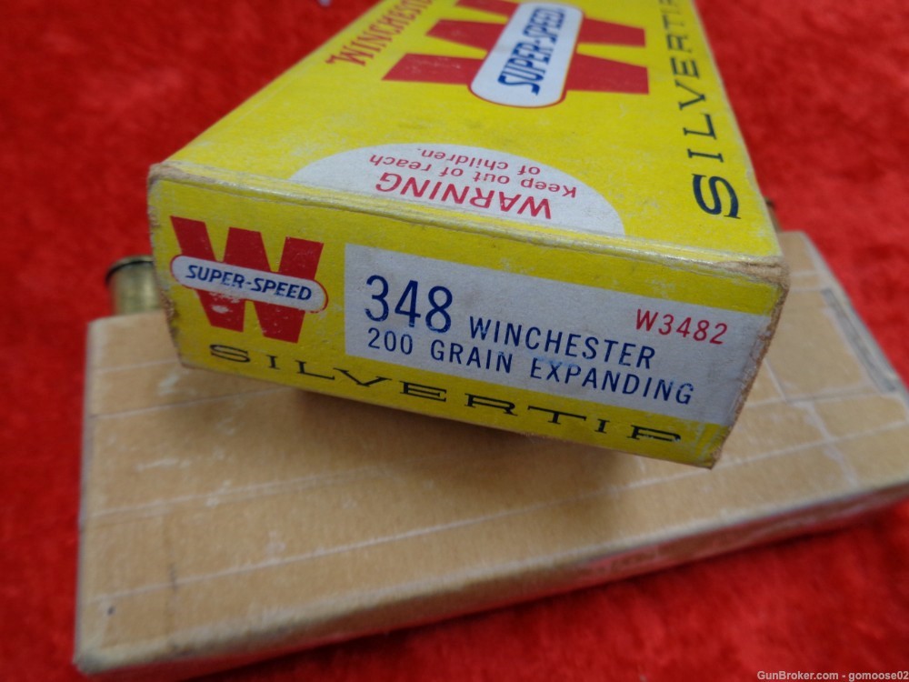 348 Winchester Vintage Ammo Box 20rds Silver Tip Win Rifle Ammunition TRADE-img-6