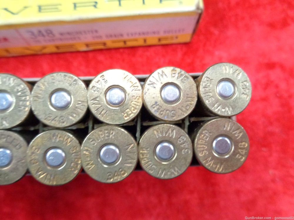 348 Winchester Vintage Ammo Box 20rds Silver Tip Win Rifle Ammunition TRADE-img-4