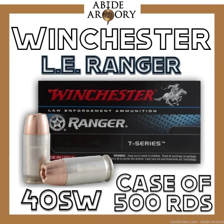 Winchester Ranger 40sw Ammo RA40T Case of 500 180gr T-Series 020892210080 -img-0