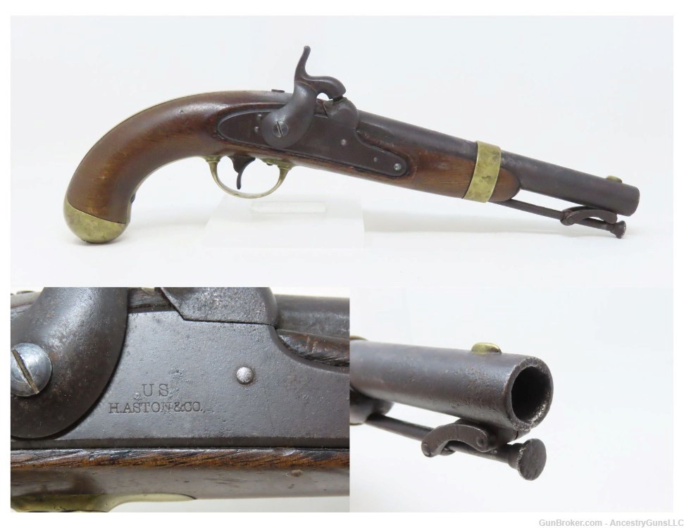Antique HENRY ASTON U.S. Contract M1842 DRAGOON .54 Cal. Smoothbore Pistol -img-0