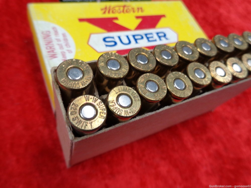 220 Swift Vintage Ammo Box Winchester Super X Ammunition 20rds WE TRADE BUY-img-3