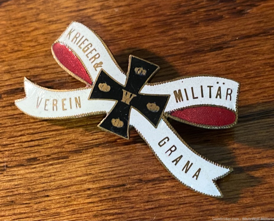 WW1 WEIMAR German Veterans’ Association of Grana Enamel Variant Badge RARE-img-6