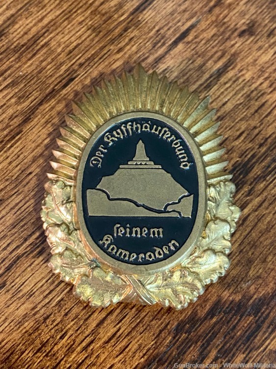 Post WW1 1930s-40s GERMAN KYFFHAUSERBUND GOLD Badge Stone Mint-img-5
