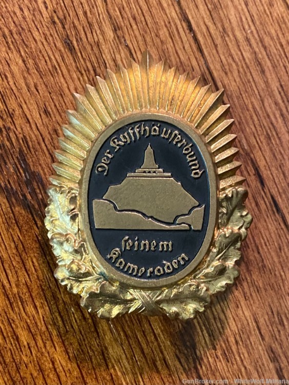 Post WW1 1930s-40s GERMAN KYFFHAUSERBUND GOLD Badge Stone Mint-img-0