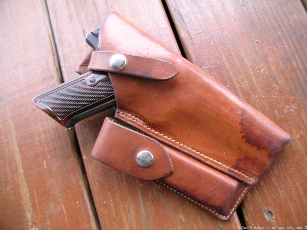 Geo Lawrence #52 Leather Holster W/Mag Pouch For Colt Woodsman 4-1/2"-img-0