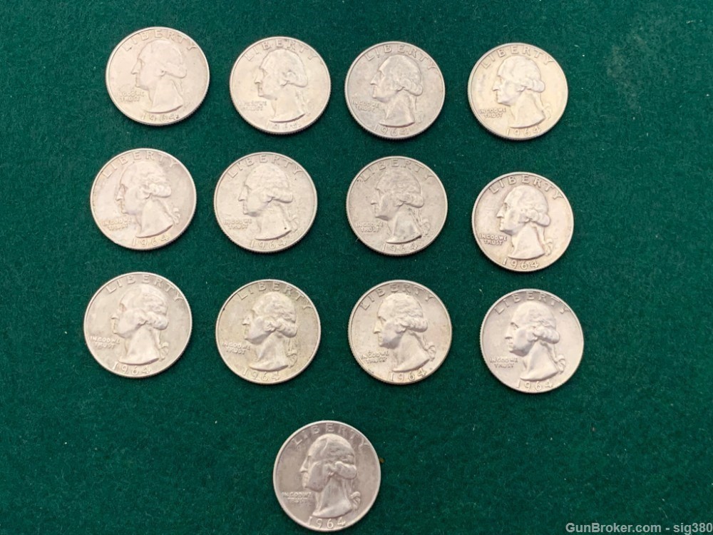 13 1964 SILVER QUARTERS ALL IN GREAT CONDITION-img-0