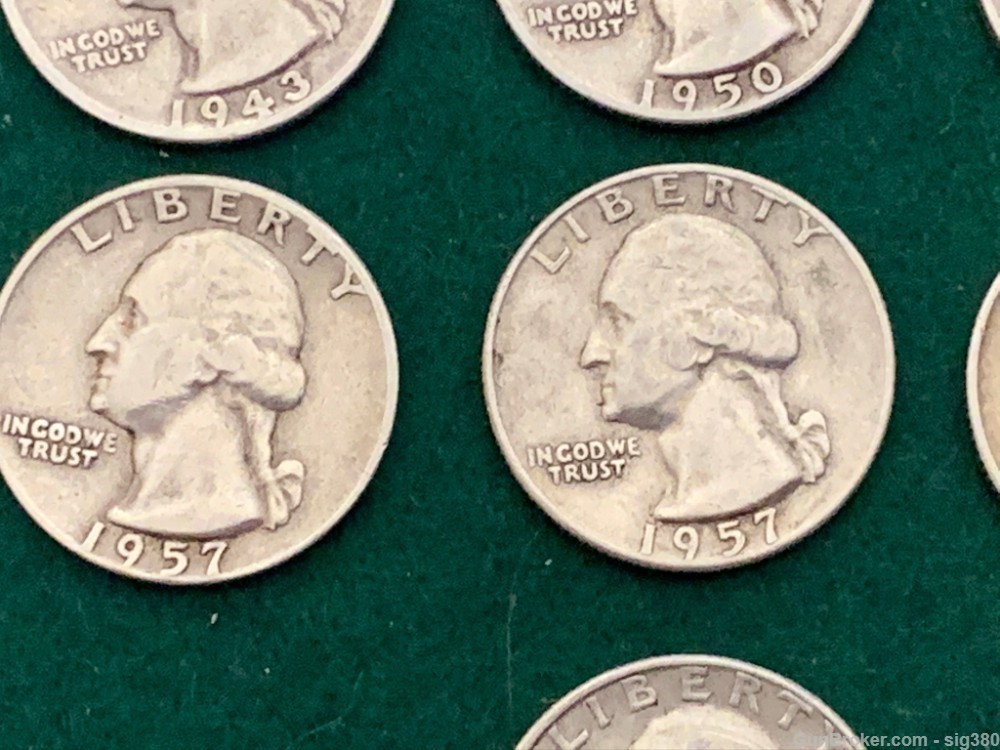 7 SILVER QUARTERS 1943, 1950, 1953, 3 X 1957, 1960  GREAT LOT, MANY MS COIN-img-3