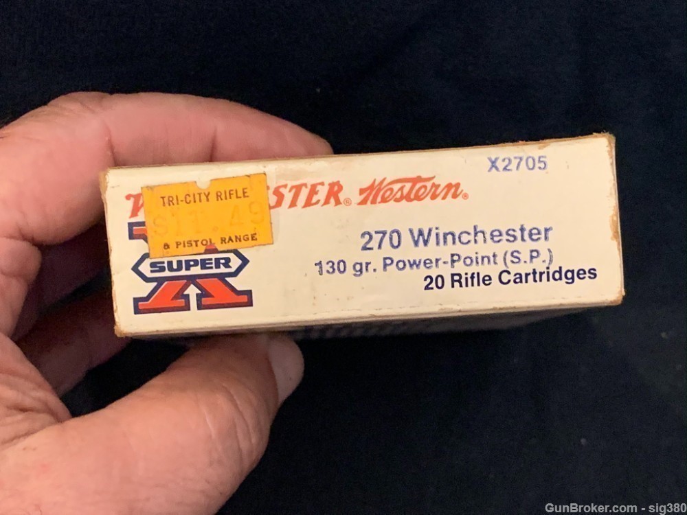 VINTAGE WINCHESTER WESTERN SUPER X 270 WIN.130 GR SP BOX AMMO 7RDS-img-2