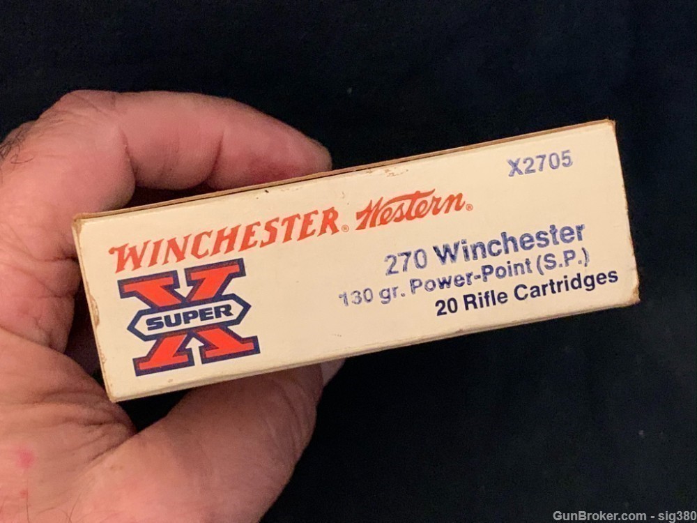 VINTAGE WINCHESTER WESTERN SUPER X 270 WIN.130 GR SP BOX AMMO 7RDS-img-3