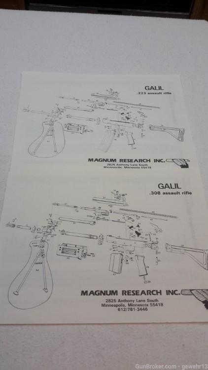 Vintage 80's Galil 7.62 mm / 5.56 mm Rifle IMI Factory Literature -img-3