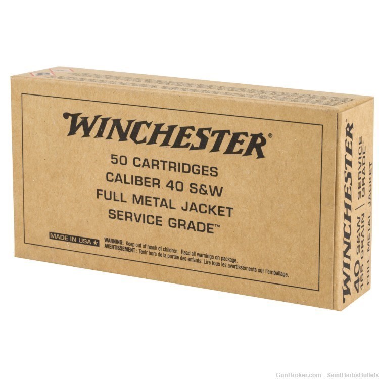 Winchester Service Grade .40 S&W 165 Grain FMJ - 50 Rounds-img-1