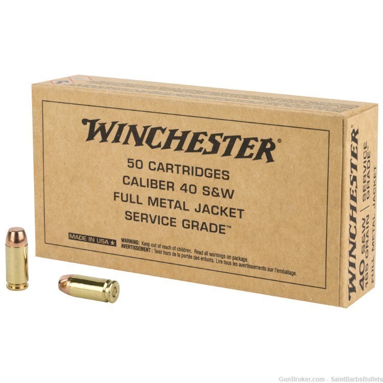 Winchester Service Grade .40 S&W 165 Grain FMJ - 50 Rounds-img-0