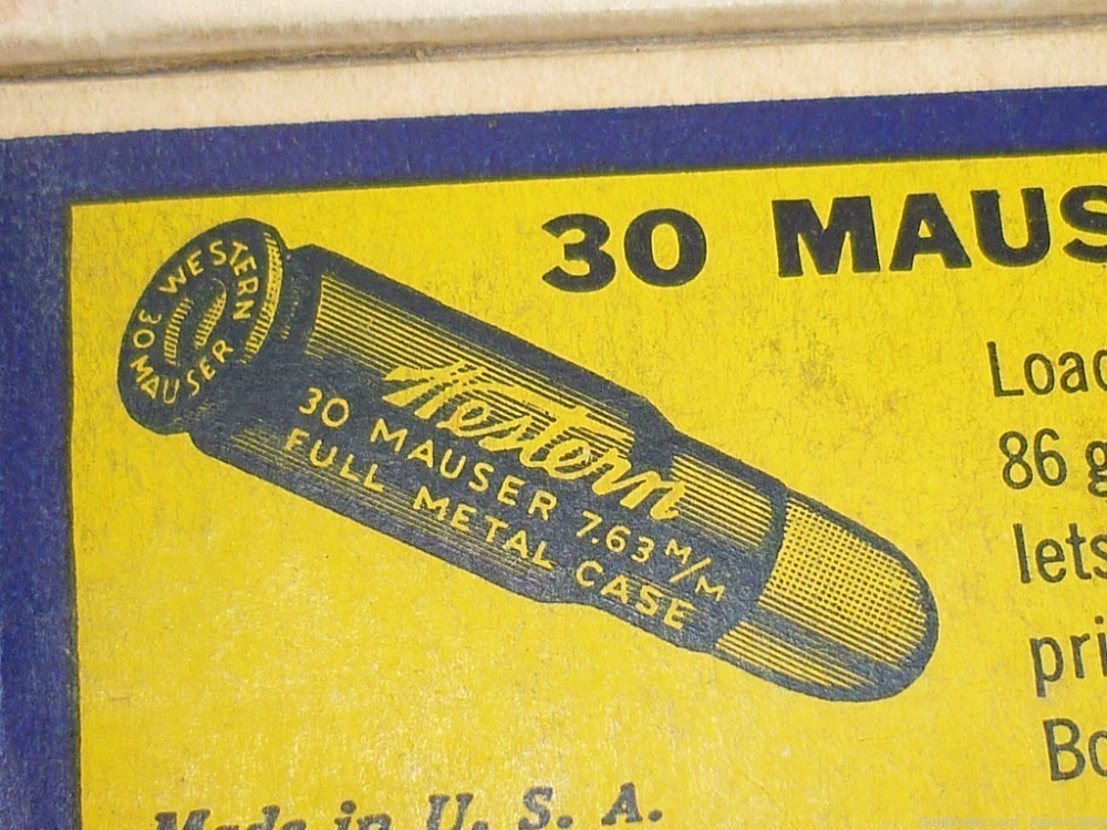 50rd - WESTERN BULLSEYE BOX - 7.63x25 30 Mauser FMJ - C96 Broomhandle C-96-img-8
