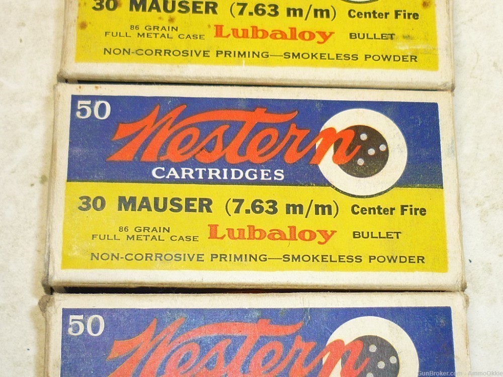 50rd - WESTERN BULLSEYE BOX - 7.63x25 30 Mauser FMJ - C96 Broomhandle C-96-img-1