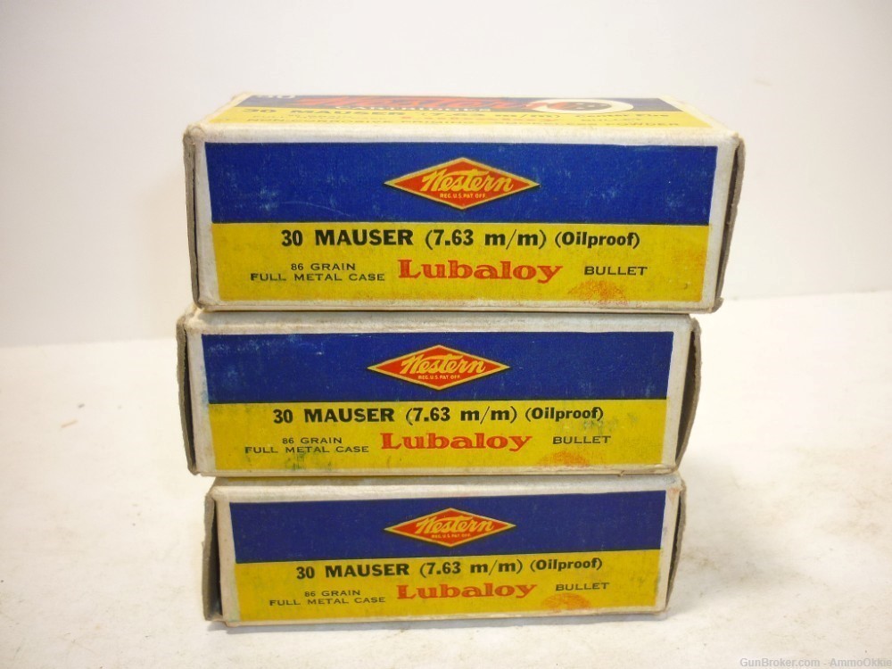 50rd - WESTERN BULLSEYE BOX - 7.63x25 30 Mauser FMJ - C96 Broomhandle C-96-img-3