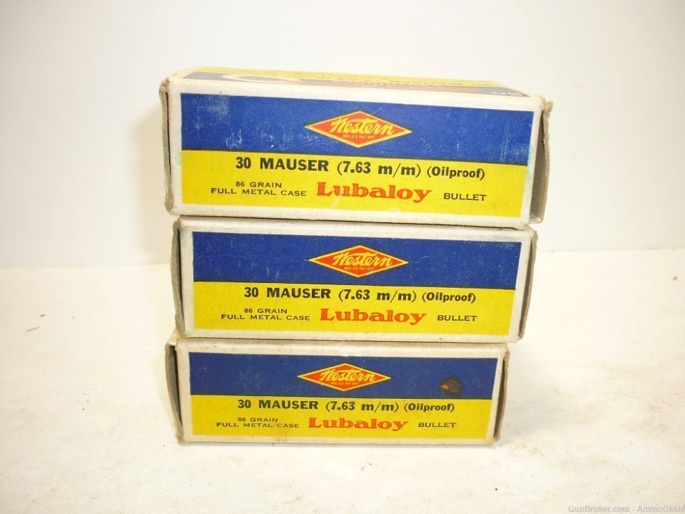 50rd - WESTERN BULLSEYE BOX - 7.63x25 30 Mauser FMJ - C96 Broomhandle C-96-img-5