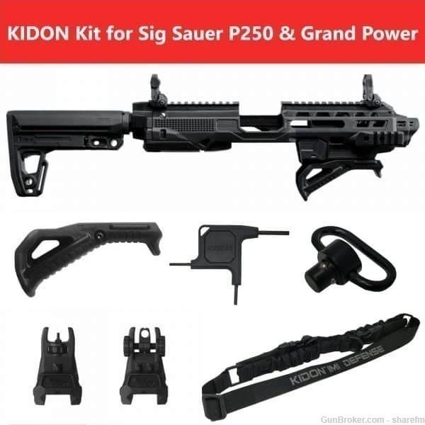 KIDON IMI Defense PDW Conversion Kit for Sig Sauer P250 P320 & more - Black-img-0