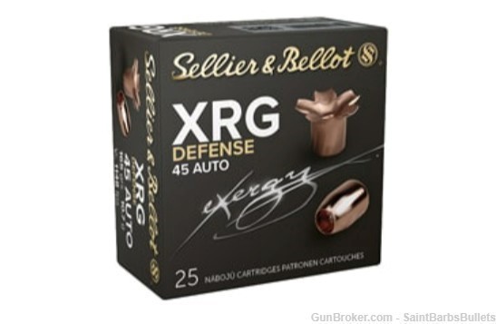 Sellier & Bellot XRG Defense .45 ACP 165 Grain Solid Copper HP - 20 Rounds-img-0