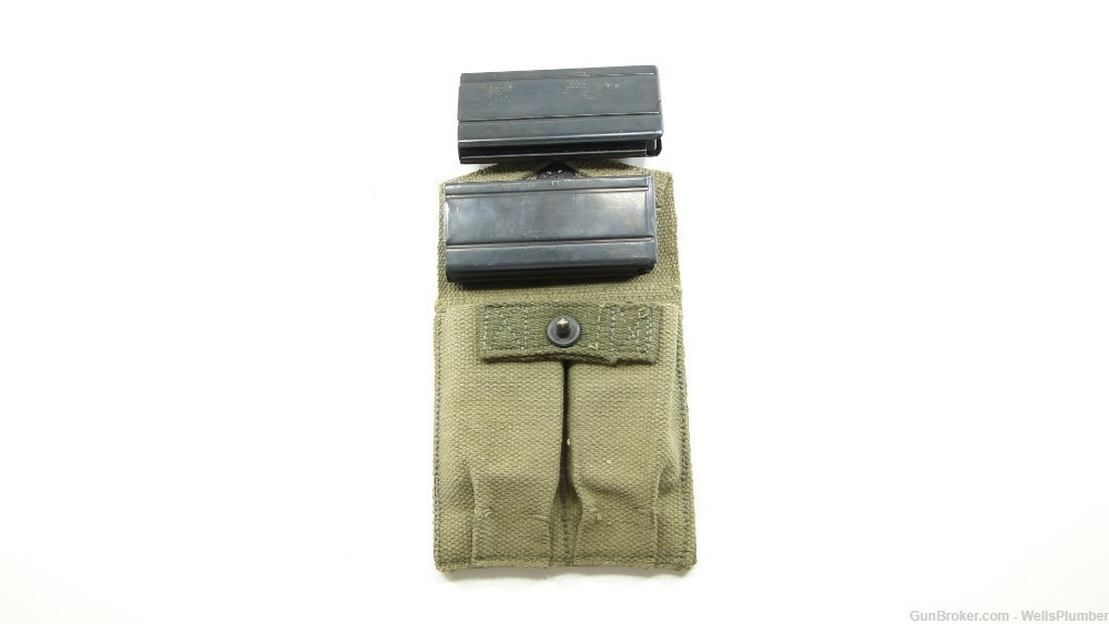 USMC WWII M1 CARBINE STOCK AMMO POUCH WITH 2-15 ROUND MAGAZINES DATED 1944-img-4