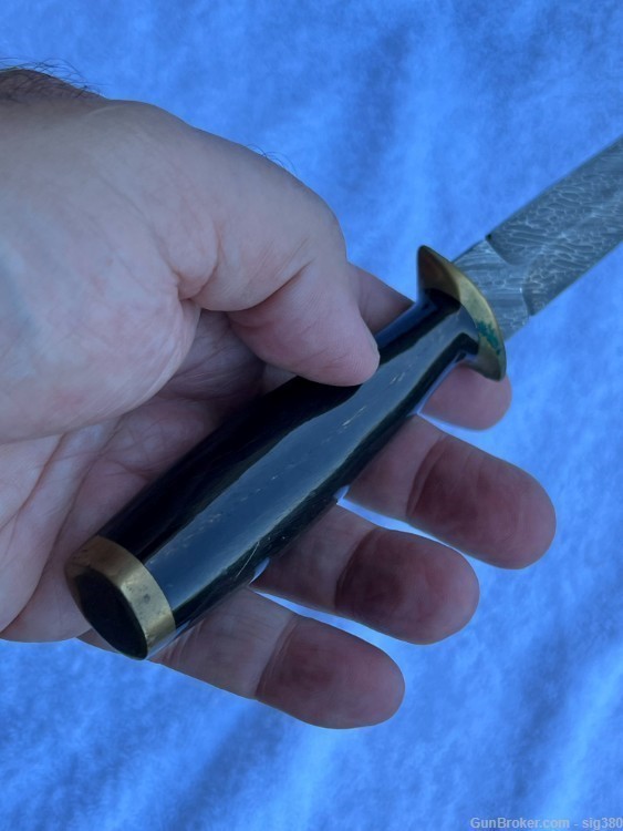 CUSTOM HAND FORGED PRE-OSO FORGE LARGE DAMASCUS BOOT DAGGER WITH SCABBARD-img-9