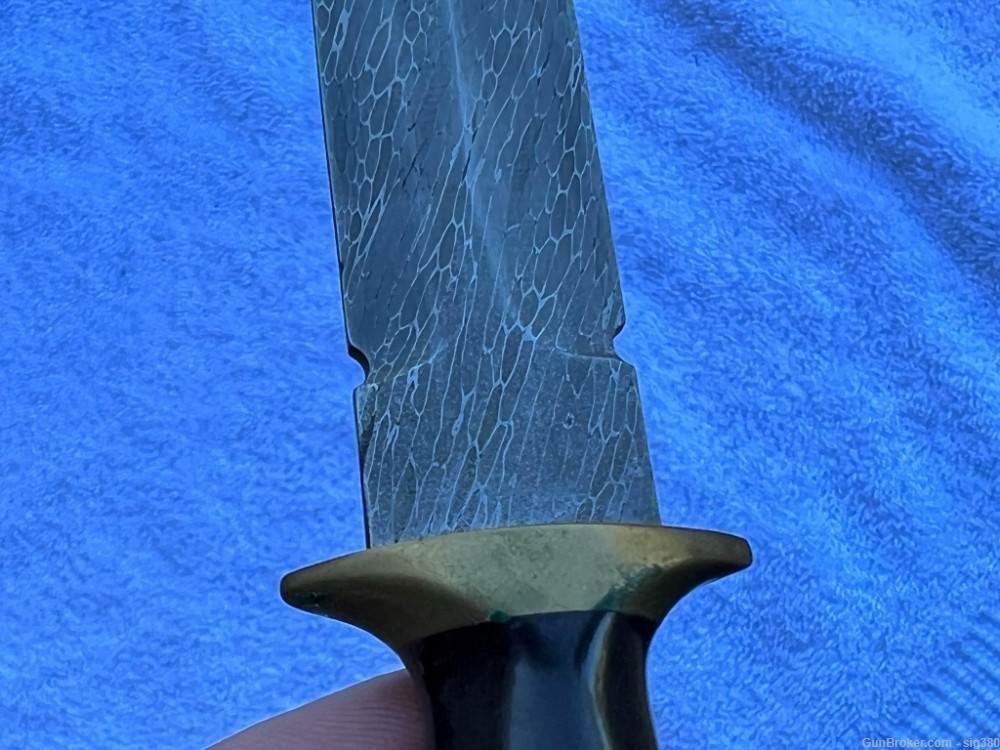 CUSTOM HAND FORGED PRE-OSO FORGE LARGE DAMASCUS BOOT DAGGER WITH SCABBARD-img-3