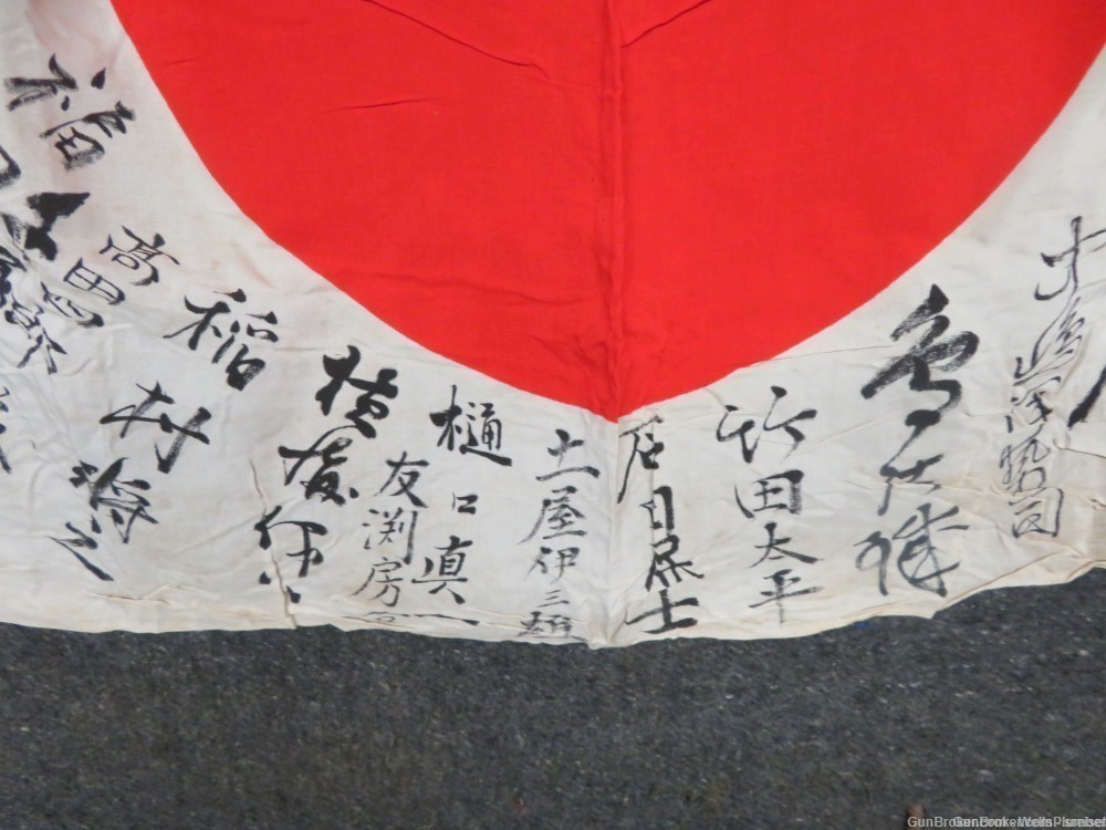 JAPANESE WWII HINOMARU MEATBALL FLAG WITH SIGNED KANJI CHARACTERS (RARE)-img-4