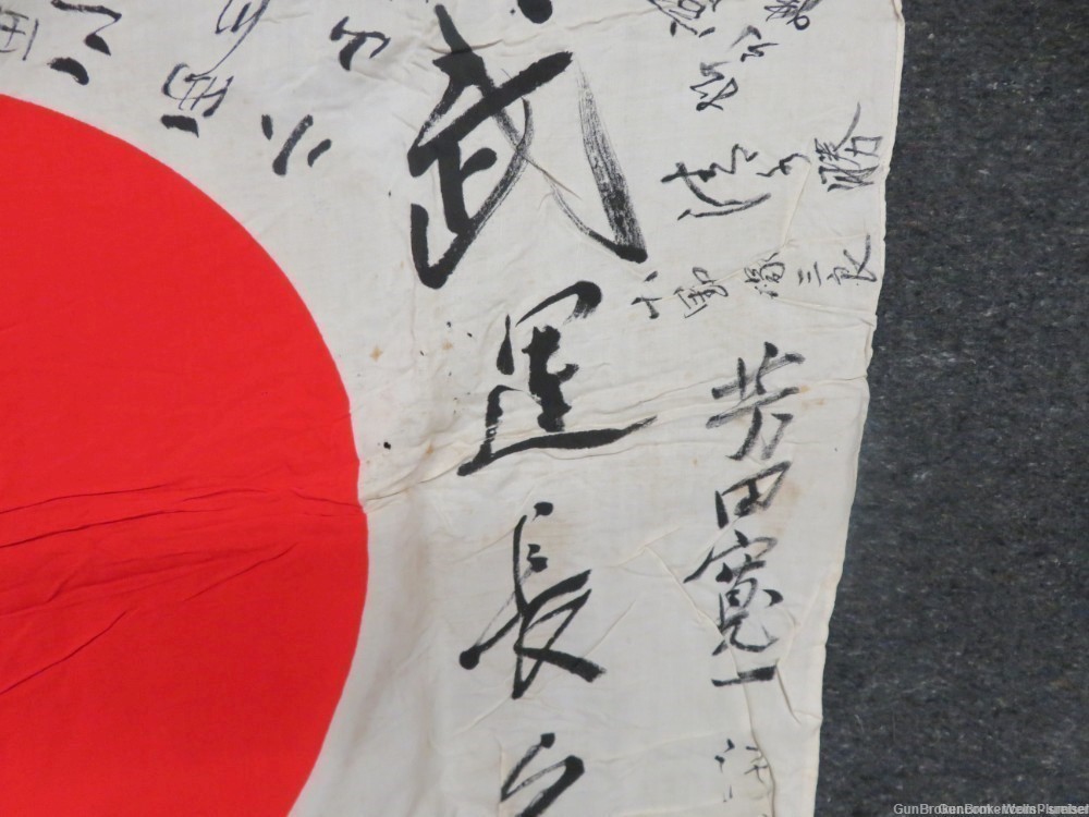 JAPANESE WWII HINOMARU MEATBALL FLAG WITH SIGNED KANJI CHARACTERS (RARE)-img-6