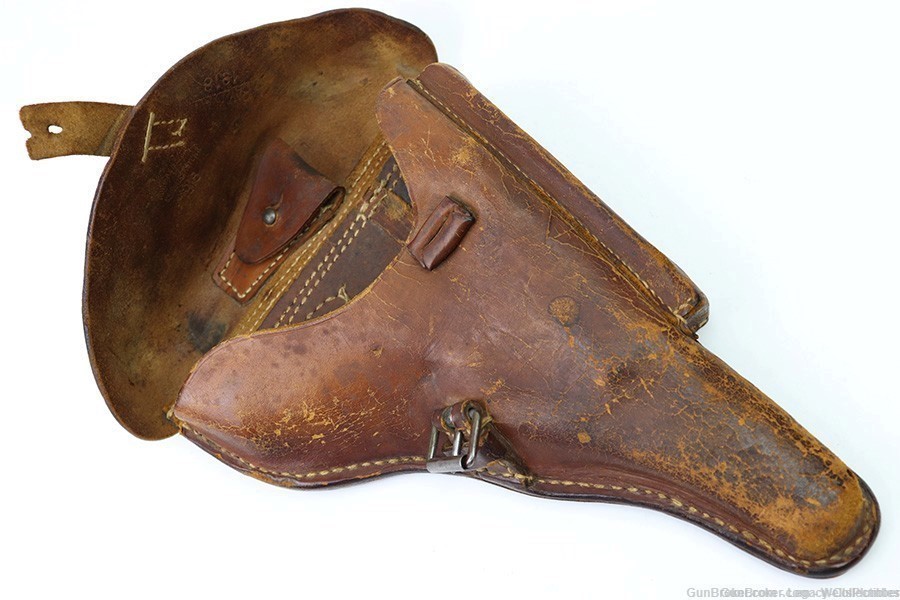 IMPERIAL GERMAN WWI LUGER P08 HOLSTER DATED 1918 CROWN MARKED BROWN HOLSTER-img-7
