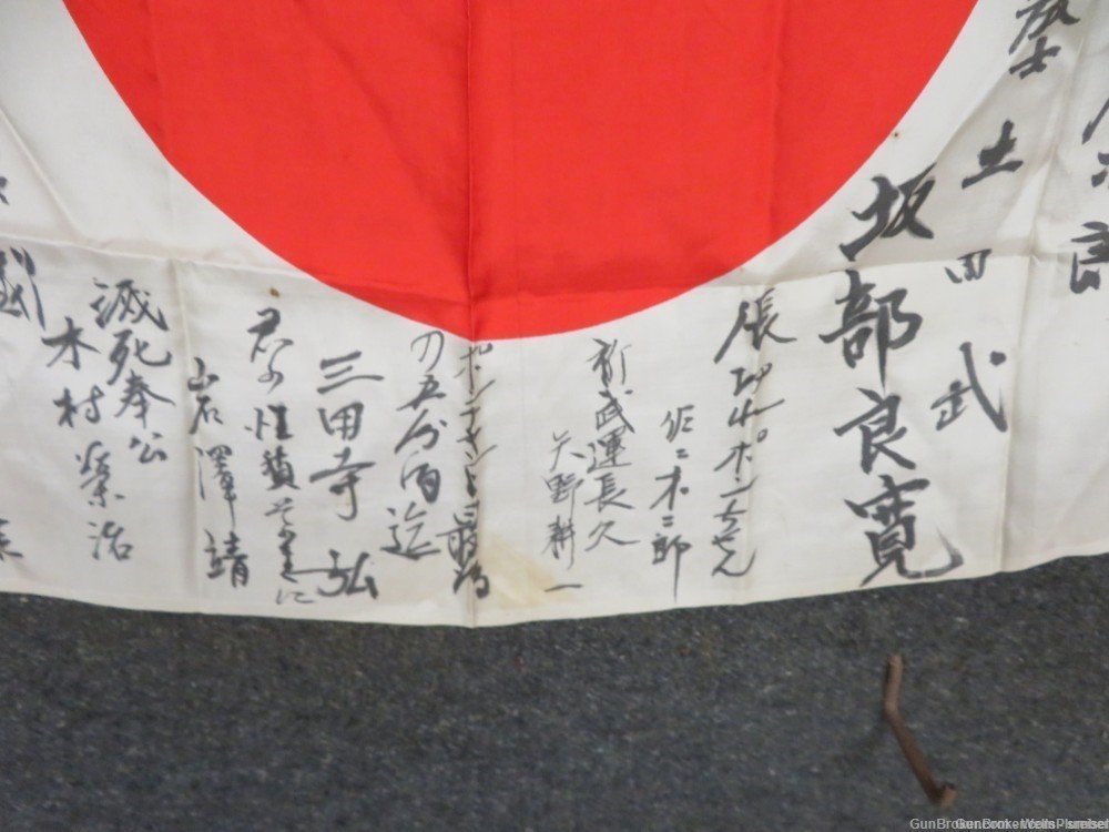 JAPANESE WWII HINOMARU MEATBALL FLAG W/ SIGNED KANJI CHARACTERS (NICE)-img-5