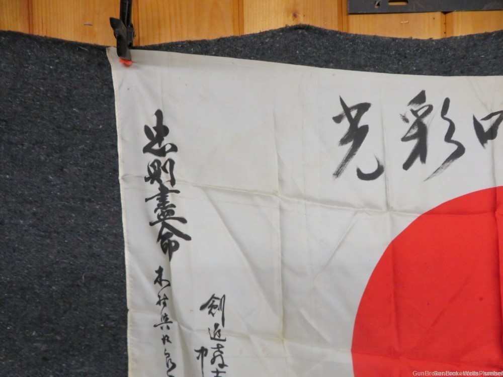 JAPANESE WWII HINOMARU MEATBALL FLAG W/ SIGNED KANJI CHARACTERS (NICE)-img-2